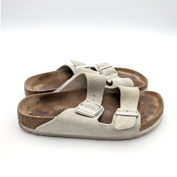 Birkenstock Arizona Soft Footbed Leather Sandal Unisex Oyster Sz USW8/M6 EU39 - Picture 3 of 10